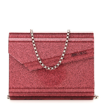 JIMMY CHOO Acrylic Glitter Micro Candy Clutch Red