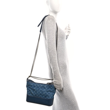 CHANEL Denim Calfskin Medium Gabrielle Hobo Blue