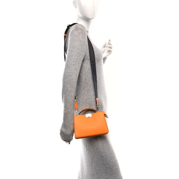 FENDI Cuoio Romano Vitello Cover Bi-Color Peekaboo I See U X Cross Satchel Orange
