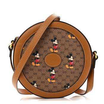 GUCCI X DISNEY Mini Vintage GG Supreme Monogram Mickey Mouse Round Shoulder Bag Beige Vintage Sun Oil