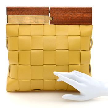 BOTTEGA VENETA Nappa Intrecciato The Snap Clutch Acorn Gold