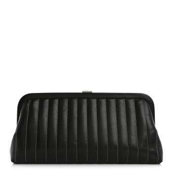 CHANEL Lambskin Vertical Quilted Mademoiselle Clutch Black