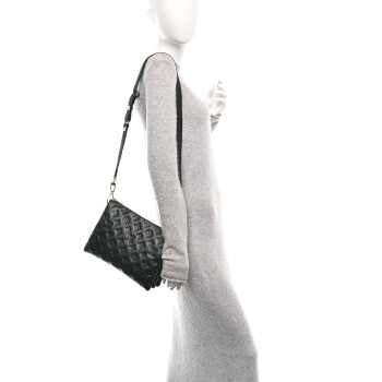 LOUIS VUITTON Lambskin Embossed Monogram Coussin PM Black