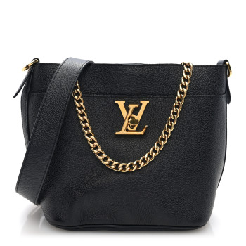 LOUIS VUITTON Calfskin Lock and Walk Bucket Black