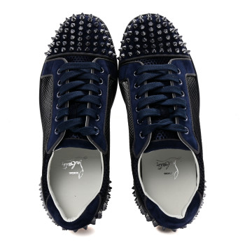 CHRISTIAN LOUBOUTIN Veau Velours Mesh Seavaste 2 Orlato Flat Sneakers 39 Navy