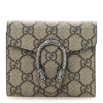 GUCCI GG Supreme Monogram Dionysus Card Case Wallet Beige Taupe