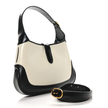 GUCCI Boarded Dyana Lux Calfskin Bi-Color Small Jackie 1961 Hobo Mystic White Black