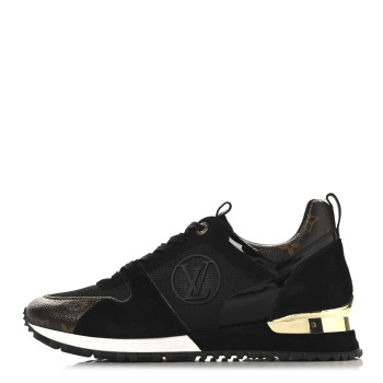 LOUIS VUITTON Suede Monogram Run Away Sneakers 40.5 Black