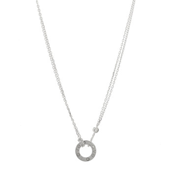 CARTIER 18K White Gold 2 Diamond LOVE Necklace