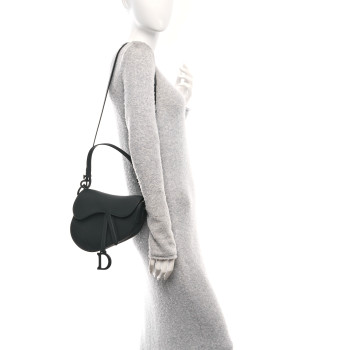 CHRISTIAN DIOR Ultra Matte Calfskin Saddle Bag With Strap Black