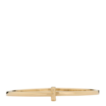 TIFFANY 18K Yellow Gold Narrow T T1 Hinged Bangle Bracelet