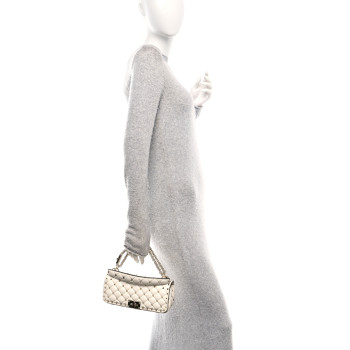 VALENTINO GARAVANI Calfskin Rockstud Spike Convertible Shoulder Bag Ivory