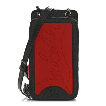 CHRISTIAN LOUBOUTIN Calfskin Gomme Loubilab Phone Shoulder Bag Loubi Black
