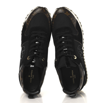 LOUIS VUITTON Suede Monogram Run Away Sneakers 40.5 Black