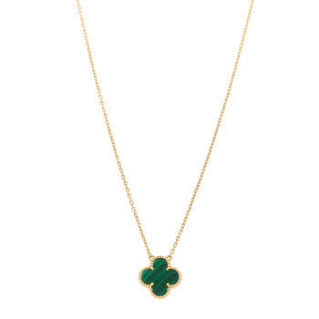 VAN CLEEF & ARPELS 18K Yellow Gold Malachite Vintage Alhambra Pendant Necklace