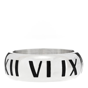 TIFFANY Sterling Silver Enamel Atlas Band Ring 56 7.5 Black