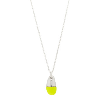 JOHN HARDY Sterling Silver Enamel Diamond Pebble Pendant Necklace Yellow