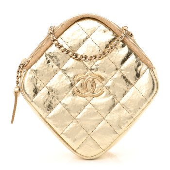 CHANEL Hammered Metallic Calfskin Quilted Diamond Bag Gold