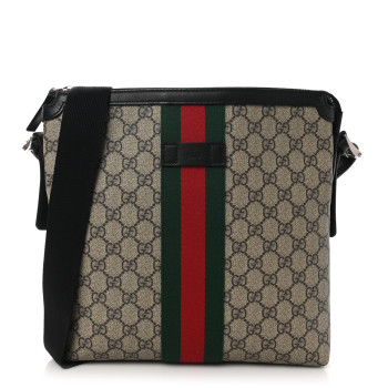 GUCCI GG Supreme Monogram Web Messenger Bag Black