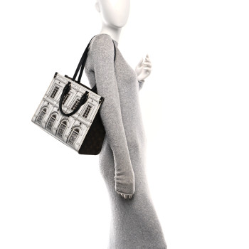 LOUIS VUITTON X FORNASETTI Calfskin Architettura Onthego MM Black White
