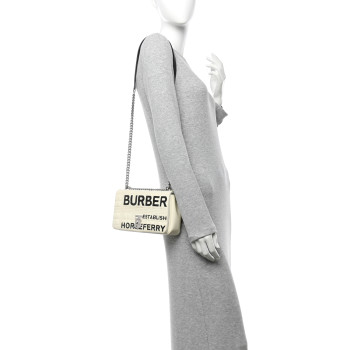 BURBERRY Patent Quilted Horseferry Print Small Lola Bag White