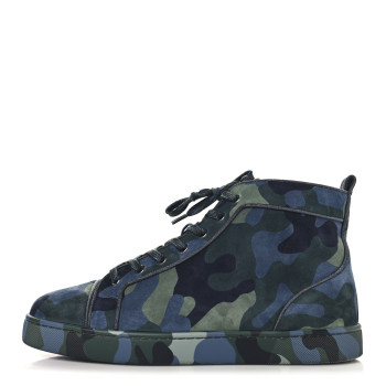 CHRISTIAN LOUBOUTIN Veau Velours Camouflage Louis Orlato High Top Sneakers 43 Multi