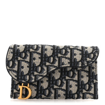 CHRISTIAN DIOR Oblique Saddle Card Holder Blue