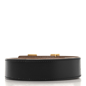 HERMES Box Togo 32mm Martelee Constance Belt 85 34 Black Gold
