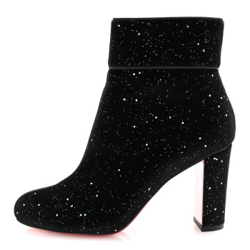 CHRISTIAN LOUBOUTIN Velvet Galactica Moulamax 85 Booties 36.5 Black