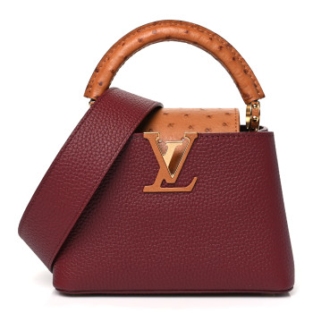 LOUIS VUITTON Taurillon Ostrich Mini Capucines Griotte Red Honey