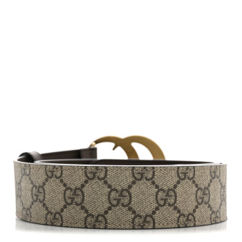 GUCCI GG Supreme Monogram Matte Plutone Calfskin Double G 40mm Belt 80 32 Beige Ebony New Acero