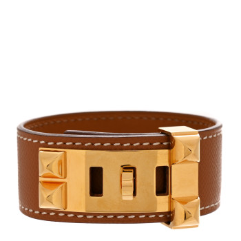 HERMES Madame Calfskin Collier de Chien CDC 24 Bracelet T2 Gold