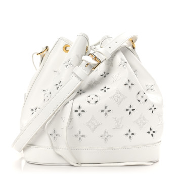 LOUIS VUITTON Calfskin Monogram Cutout Petit Noe White