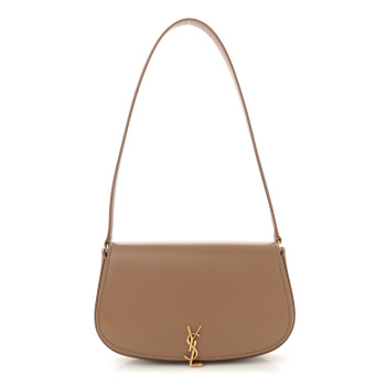 SAINT LAURENT Box Calfskin Mini Voltaire Shoulder Bag Dark Cork