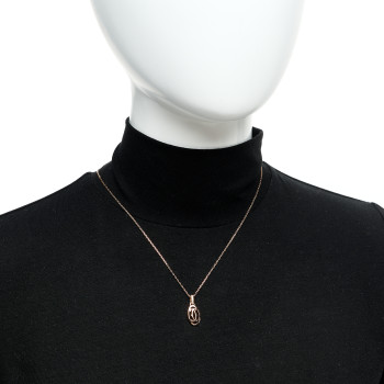 CARTIER 18K Pink Gold Diamond Logo Pendant Necklace