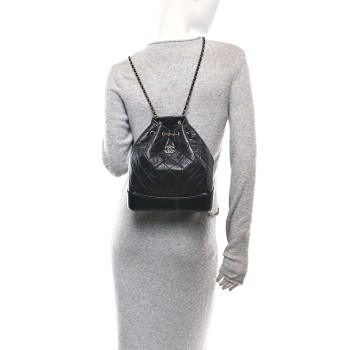 CHANEL Aged Calfskin Quilted Small Gabrielle Backpack Black