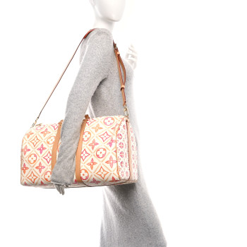 LOUIS VUITTON Monogram Tiles By The Pool Keepall Bandouliere 45 Coral