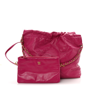 CHANEL Shiny Calfskin Quilted Small Chanel 22 Fuchsia