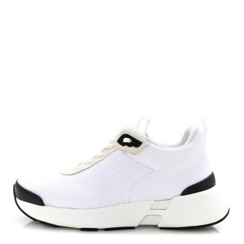 HERMES Goatskin Technical Knit Fabric Heros Sneakers 38 White