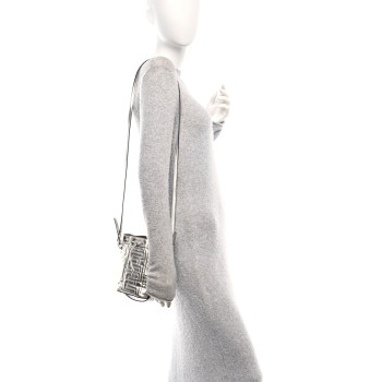 FENDI X MARC JACOBS Agnello Laminato Trapunta FF Mini Mon Tresor Bucket Bag Argento