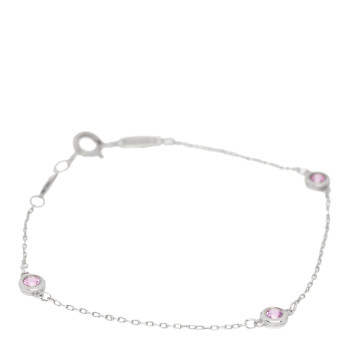 TIFFANY Sterling Silver Pink Sapphire Elsa Peretti Color By The Yard 3 Station Bracelet