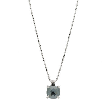 DAVID YURMAN Sterling Silver Diamond Hematite 11mm Chatelaine Pendant Necklace