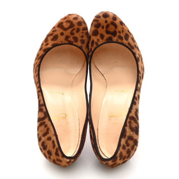 CHRISTIAN LOUBOUTIN Pony Hair Mini Leopard Print Ron Ron 100 Pumps 37.5