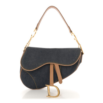 CHRISTIAN DIOR Denim Calfskin Saddle Bag Blue