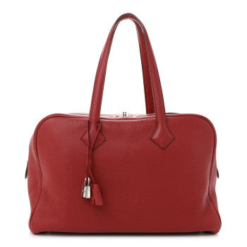 HERMES Taurillon Clemence Victoria II 35 Rouge Garance