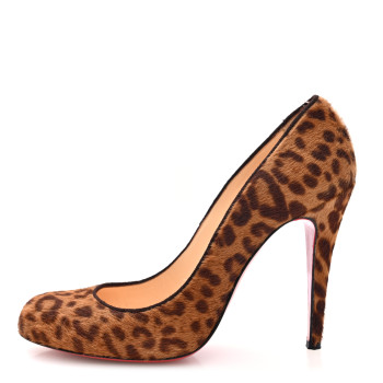 CHRISTIAN LOUBOUTIN Pony Hair Mini Leopard Print Ron Ron 100 Pumps 37.5