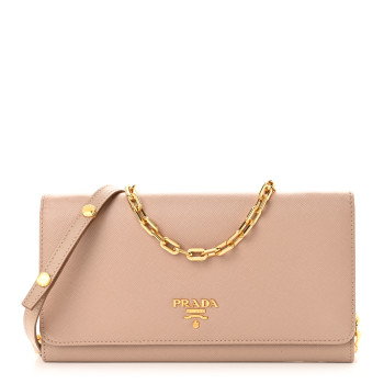 PRADA Saffiano Metal Large Chain Wallet Cammeo