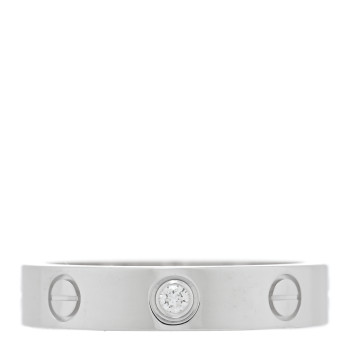 CARTIER 18K White Gold Diamond 4mm LOVE Wedding Band Ring 52 6