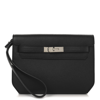 HERMES Epsom Kelly Depeches 25 Pouch Black