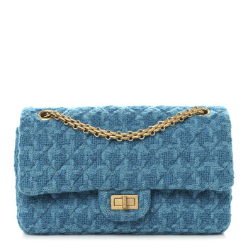 CHANEL Wool Tweed Quilted 2.55 Reissue 225 Flap Turquoise